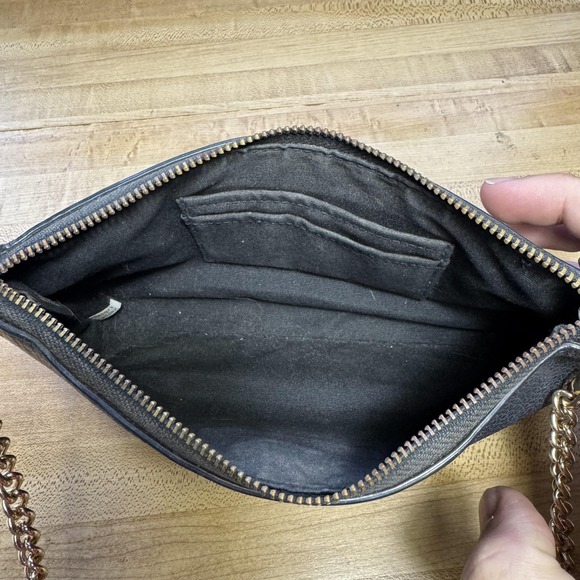 Y2K Coach Crossbody Bag Womens Small Black Leather Chain Strap Zip Purse Classic - Picture 5 of 6